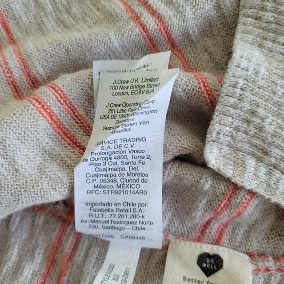 Madewell Bradley Beige Coral Striped Pocket Cardigan Sweater Size Large - Picture 12 of 13